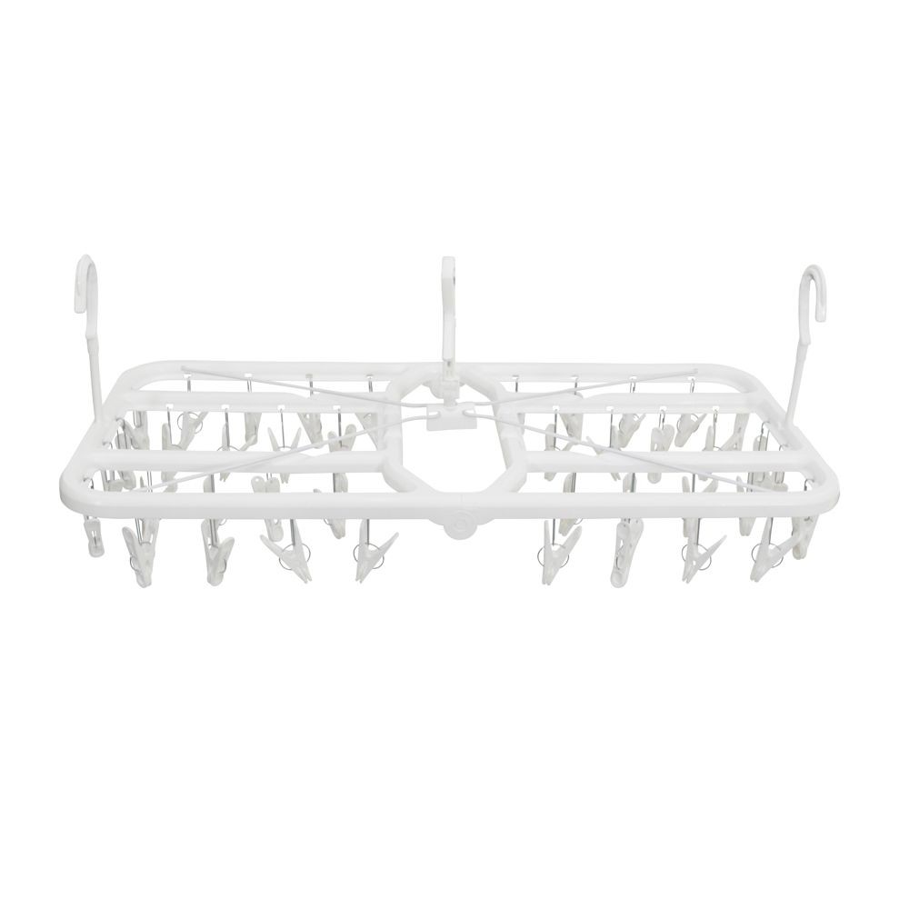 安定して干せるダブルフック付き洗濯ハンガー, ホワイト-40ピンチ, 40ピンチ