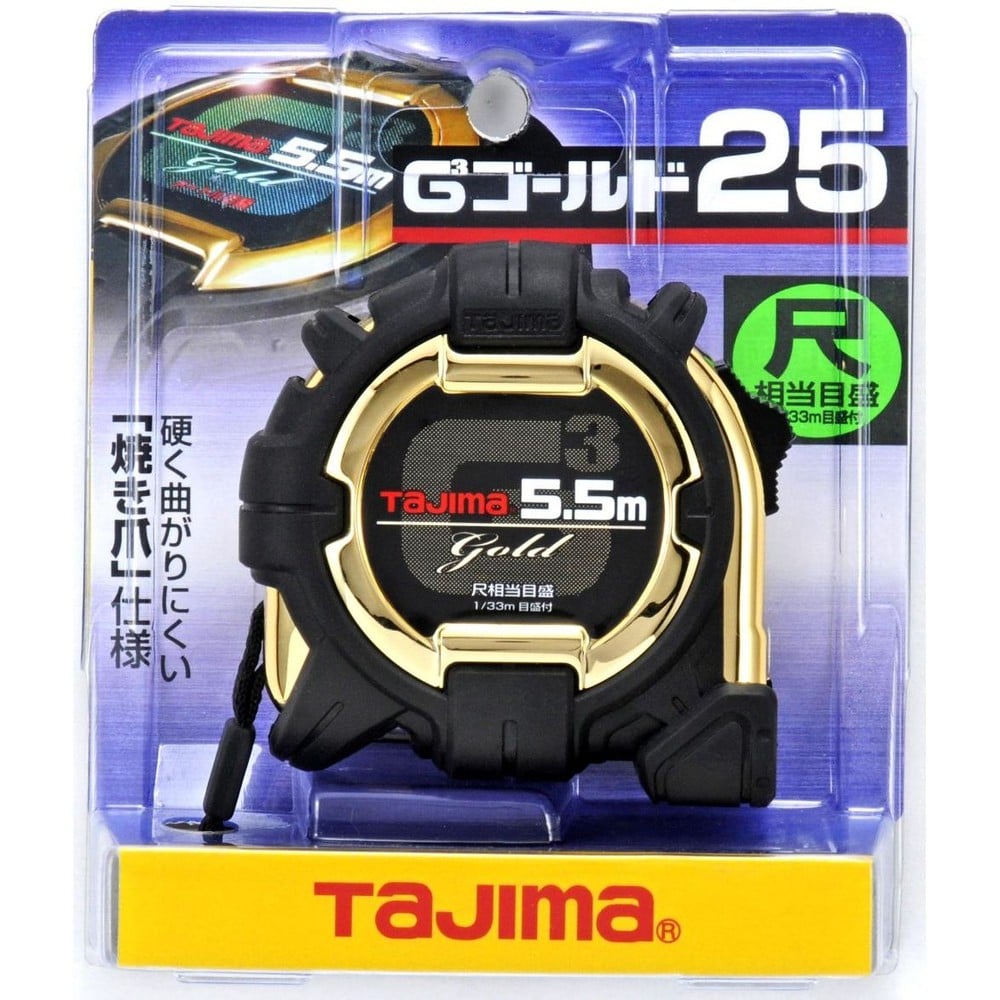 TAJIMA（タジマ）　G3ゴールド 25mm幅5.5m 尺相当　G3GL25-55SBL, ブラック/ゴールド, 5.5m