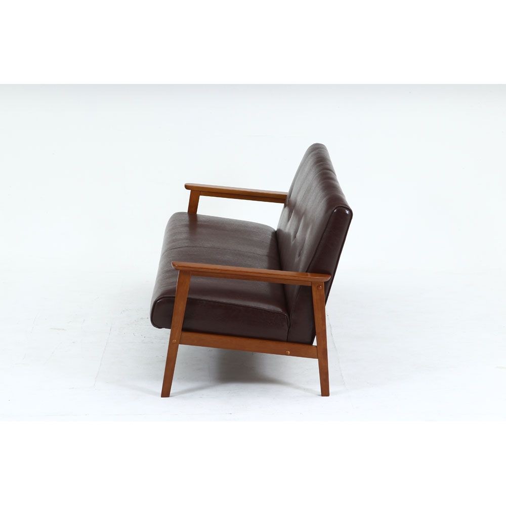 不二貿易 バイキャストＰＵソファ　ミート　３Ｐ　ＬＢＲ【メーカー直送・代引不可】, ライトブラウン, 幅1660mm&times;奥行720mm&times;高さ700mm
