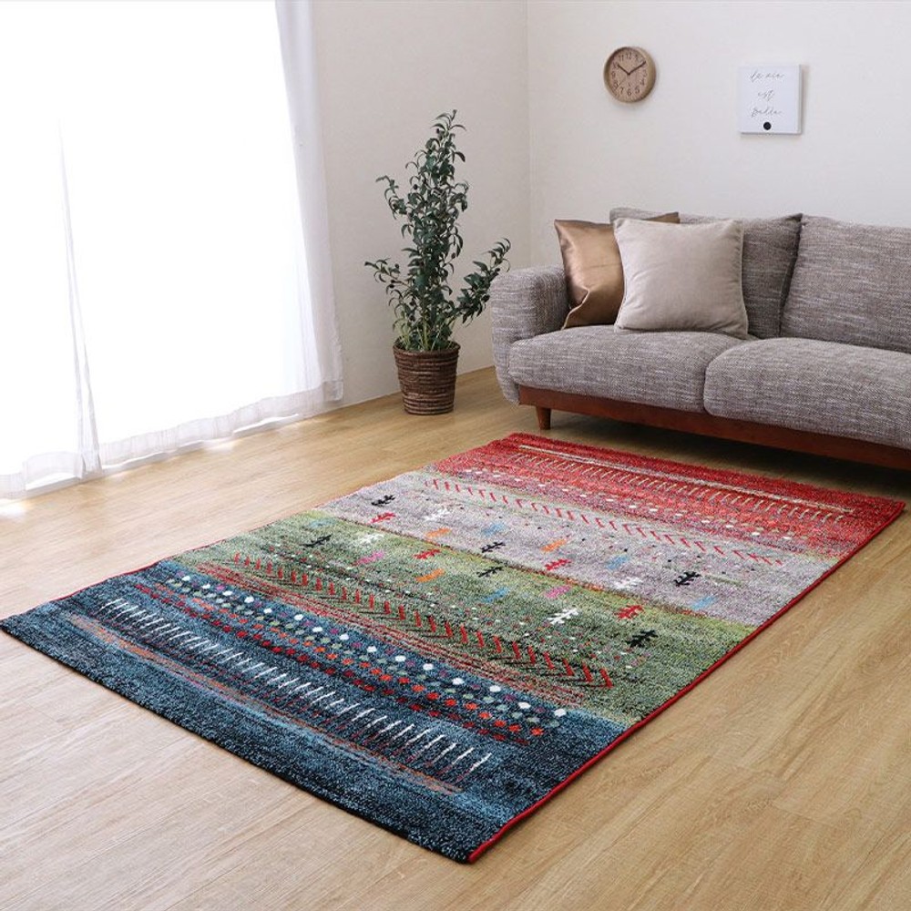 厚みがあり丈夫なラグ　マリア　グリーン【メーカー直送・代引不可】, その他カラー３, 133&times;190cm