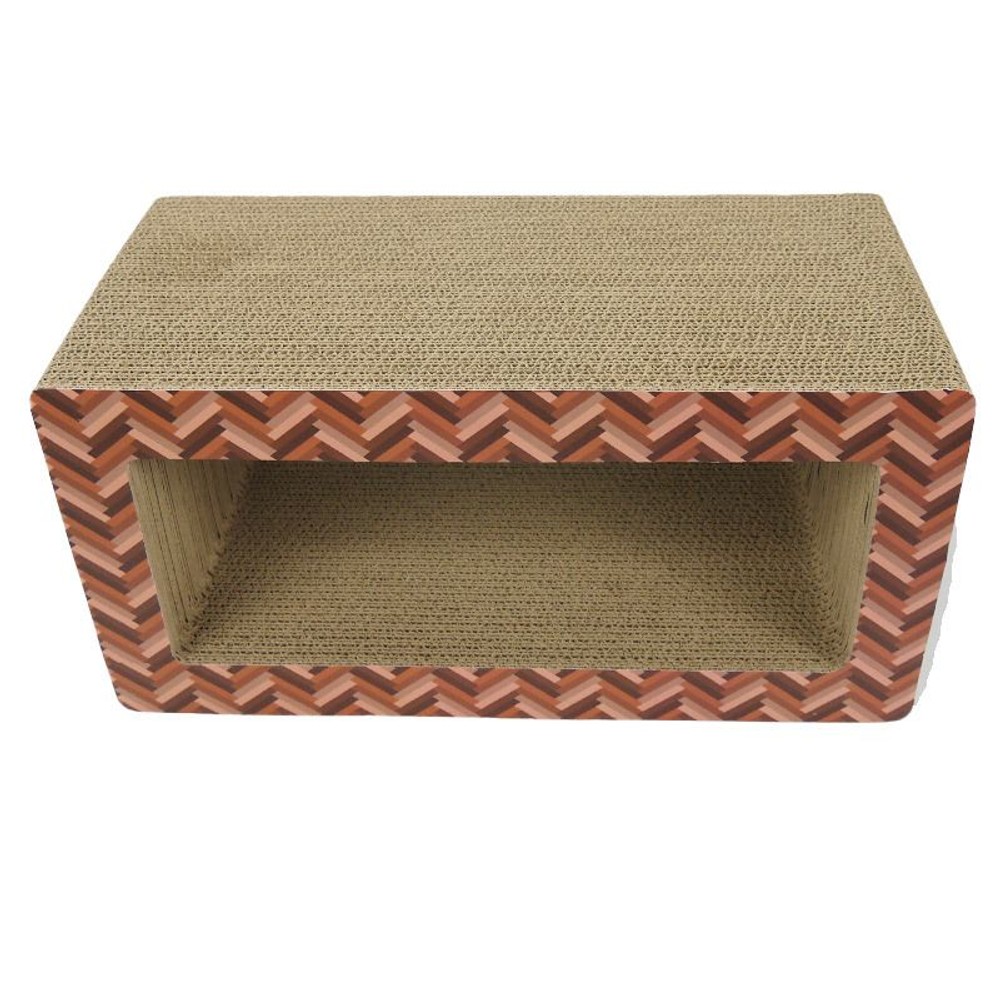 ねこのつめとぎ ブロックタイプ  スクエア スクラッチャー ヘリンボーン, ブラウン, 2.9kg