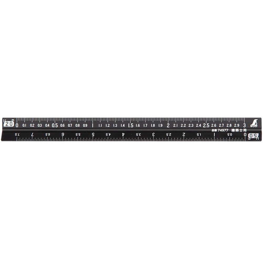 アルミ三角スケール B-15 15cm 建築士用 ブラック, 74977, 170(断面:16&times;16&times;16)mm