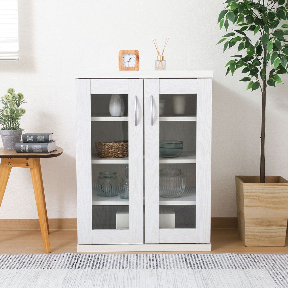 不二貿易 ラルゴ　キャビネット　オークＷＨ【メーカー直送・代引不可】, ホワイト, 幅600mm&times;奥行415mm&times;高さ800mm