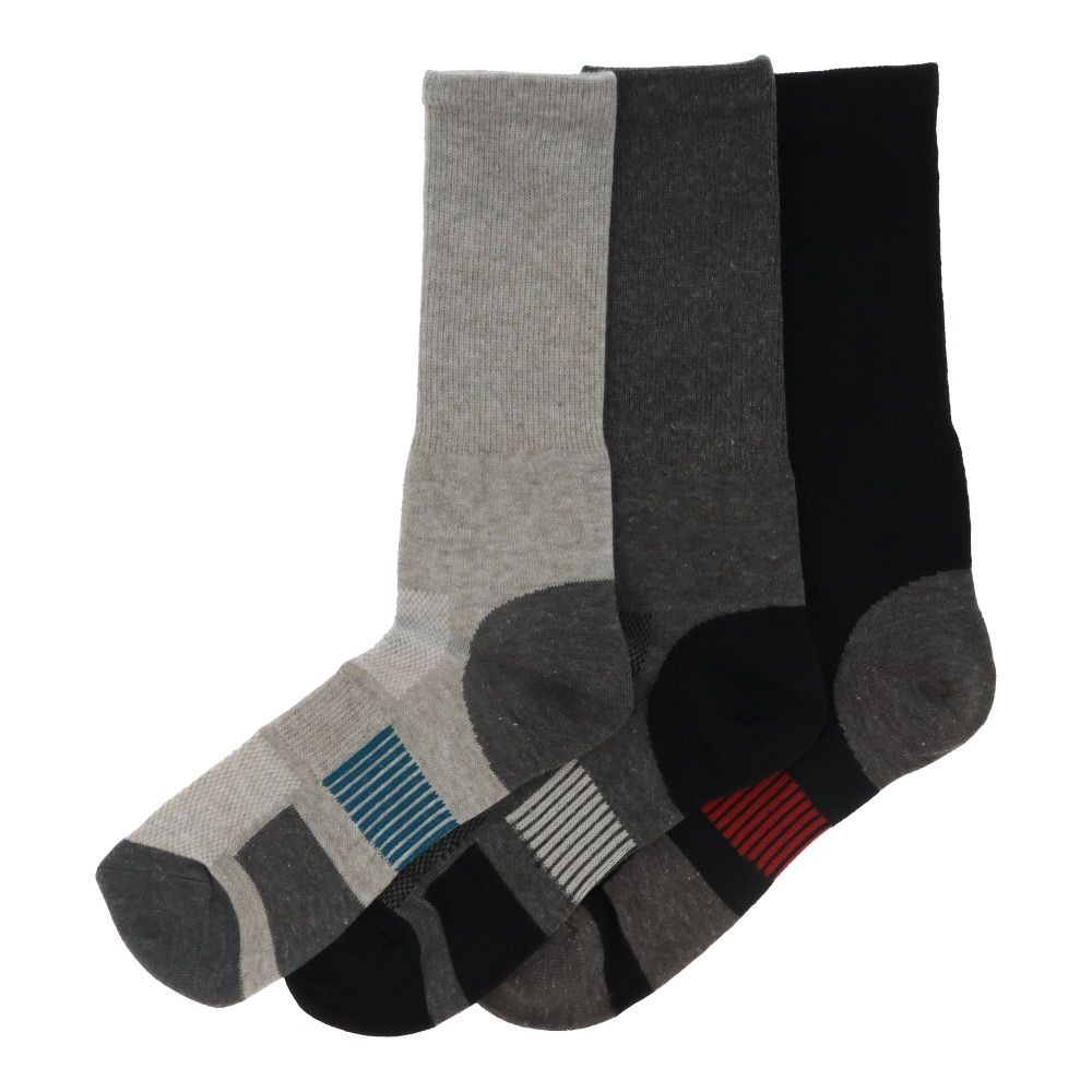 WIZ'A ウィザ ニオイを抑える靴下　先丸　３足組　25-27cm　ミドル丈, アソート, 25〜27cm