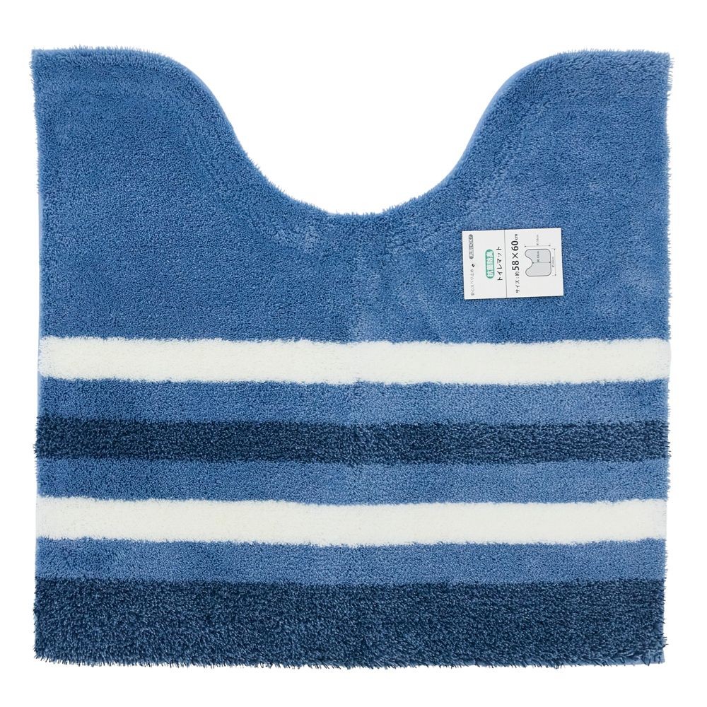 センコーＮＥＯボーダートイレマット, ネイビーブルー, 58×60cm