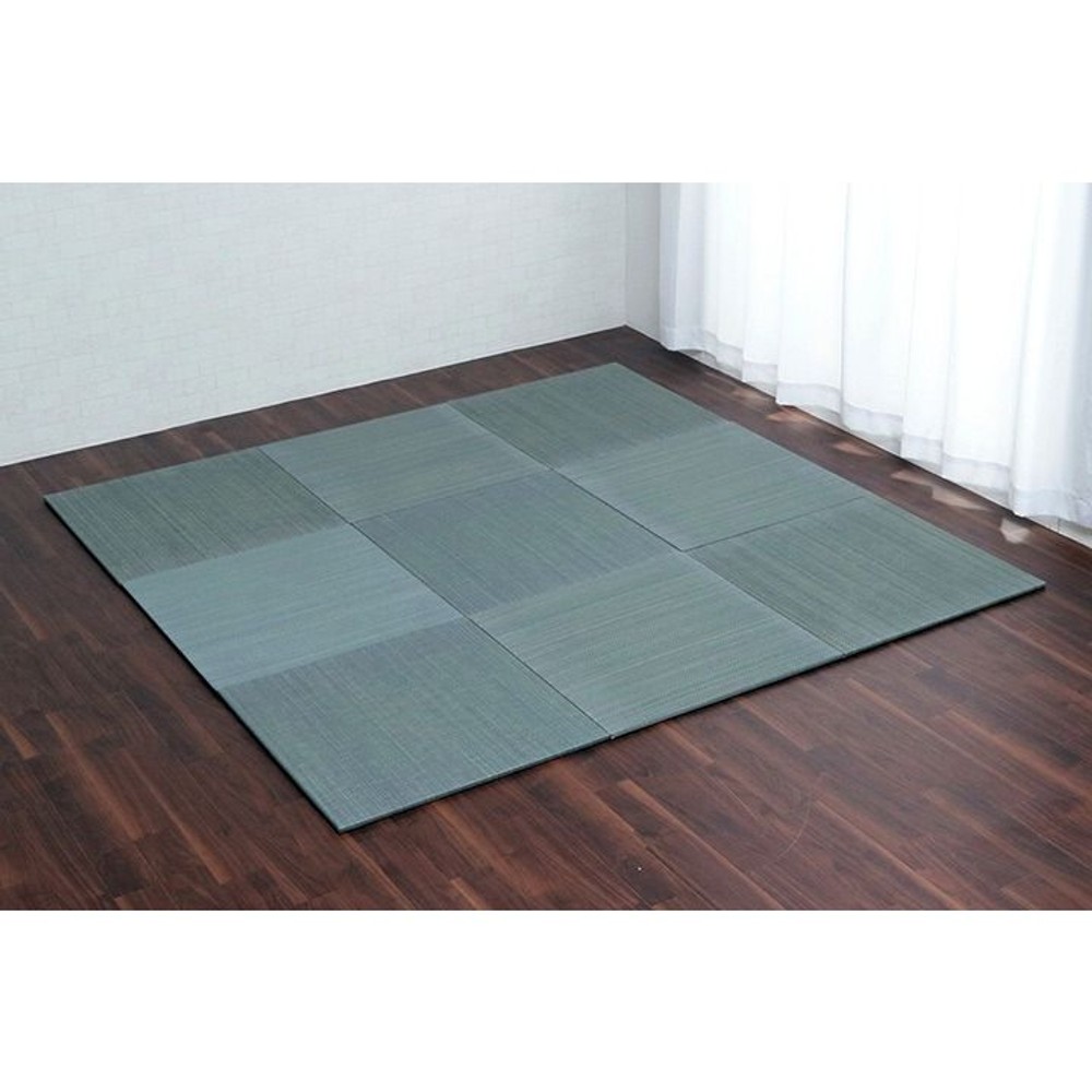 イケヒコ ユニット畳 シンプル 裏面滑り止め 約70&times;70&times;1.5cm 9枚組2色セット ネイビー／グレー【メーカー直送・代引不可】, ネイビー+グレー, 9枚組