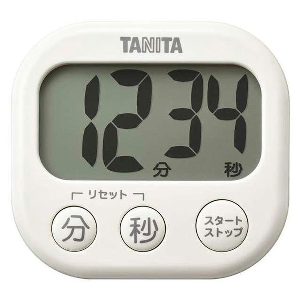タニタ 抗菌でか見えタイマー TD429, アイボリー, 幅82mm&times;奥行23mm&times;高さ76mm
