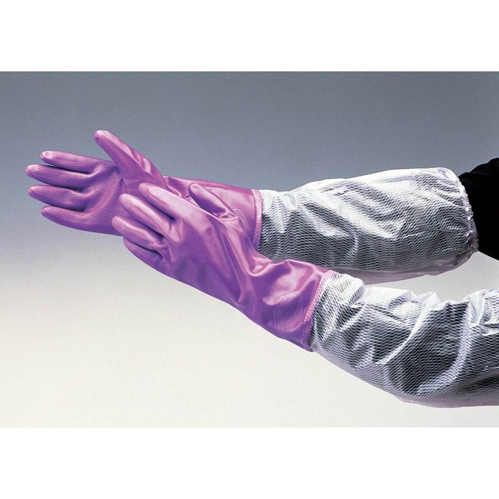 ダンロップ　ビニール長袖腕腕カバー付手袋Ｌ（Ｖ）, バイオレット, Lサイズ