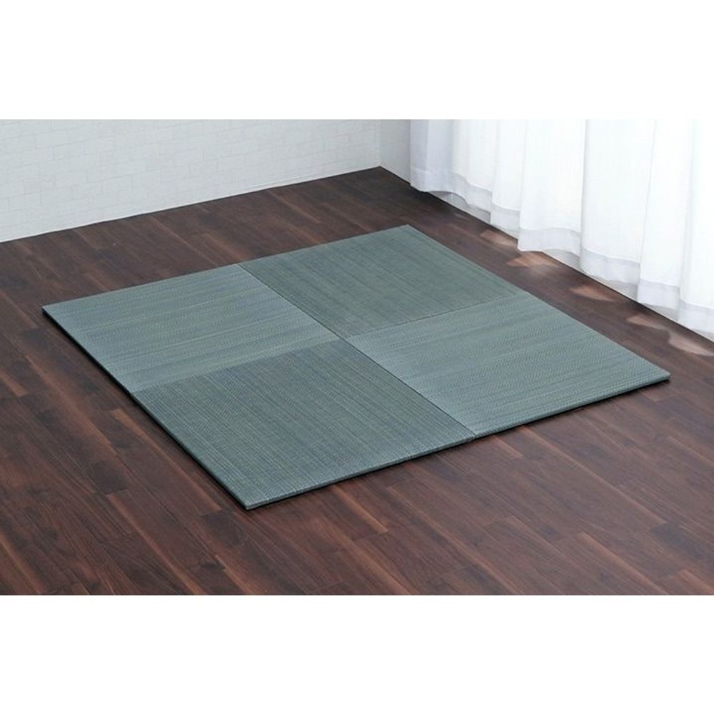 イケヒコ ユニット畳 シンプル 裏面滑り止め 約70&times;70&times;1.5cm 4枚組2色セット ネイビー／グレー【メーカー直送・代引不可】, ネイビー+グレー, 4枚組
