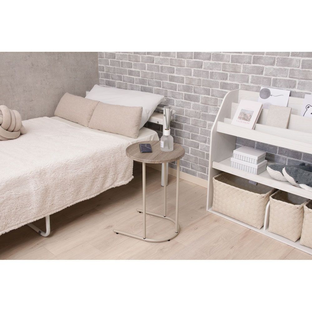 不二貿易 Ｃｈａｍｉｌｌ　サイドテーブル　グレージュ【メーカー直送・代引不可】, グレージュ, 幅340mm&times;奥行388mm&times;高さ535mm