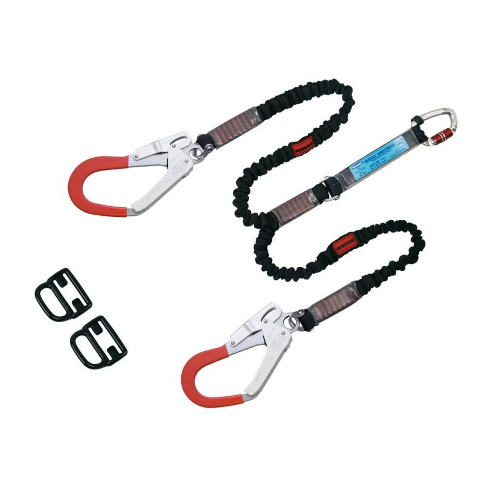 WIZ'A ウィザ ツヨロン フルハーネス用 ノビロン ツインランヤード THL-2-NV93-21KS-BK-2R23AKS型-BP, レッド＋ブラック, ツイン