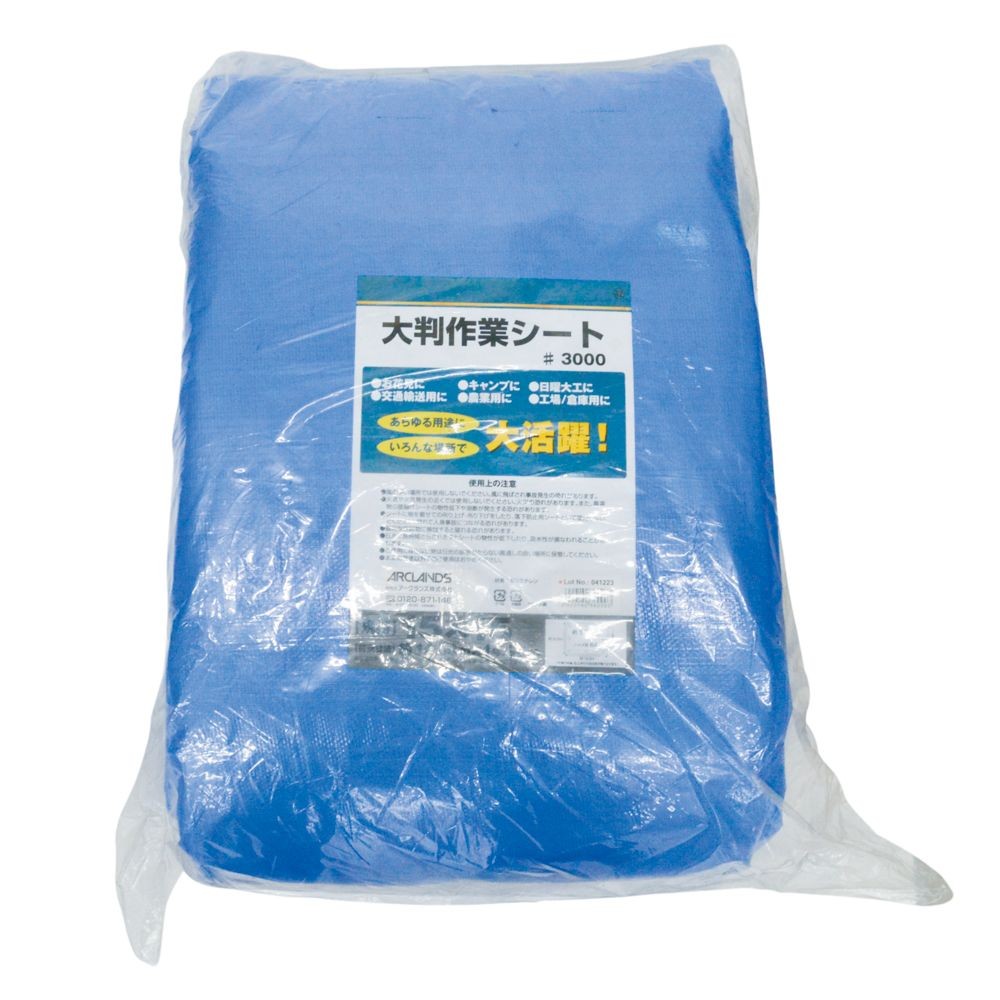 ハトメが丈夫な大判作業シート　＃３０００　１５ｍ&times;１５ｍ, ブルー, 15&times;15m