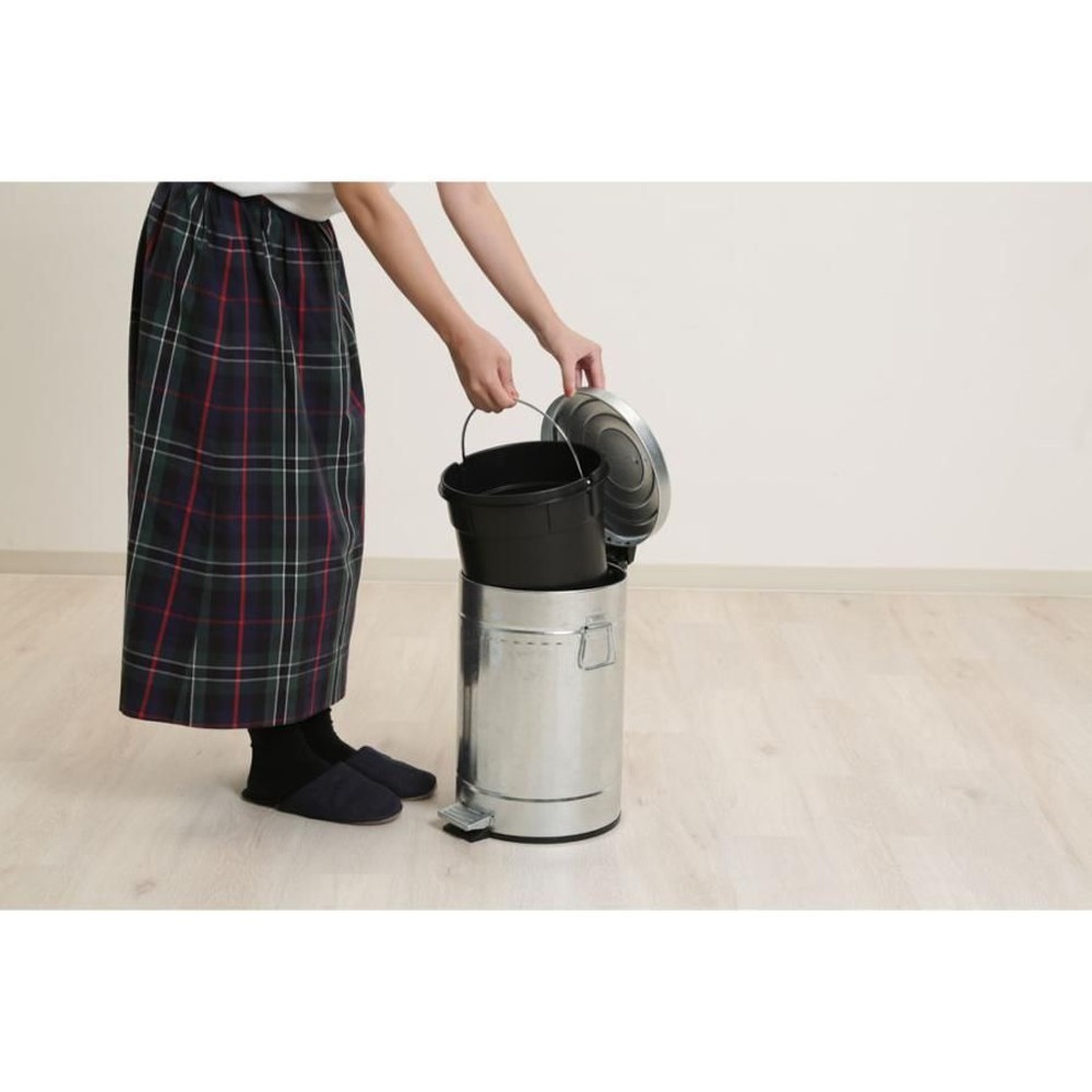 スチール　ラウンドペダルペール　12Ｌ【メーカー直送 代引不可】, スモークブルー, 12L