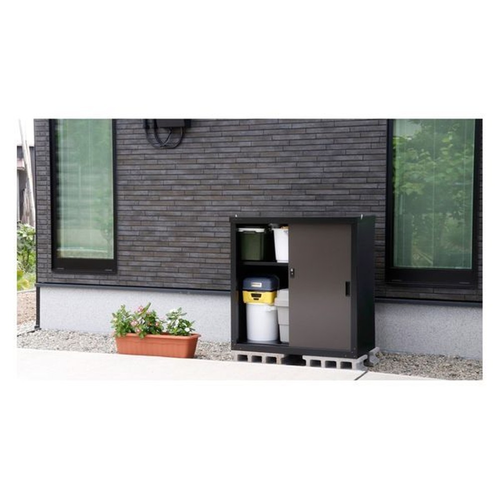 グリーンライフ 家庭用収納庫　HS-83(BK/AGY)【メーカー直送・代引不可】, ブラック／アッシュグレー, 外寸/(約）幅89×奥行き47×高さ83cm