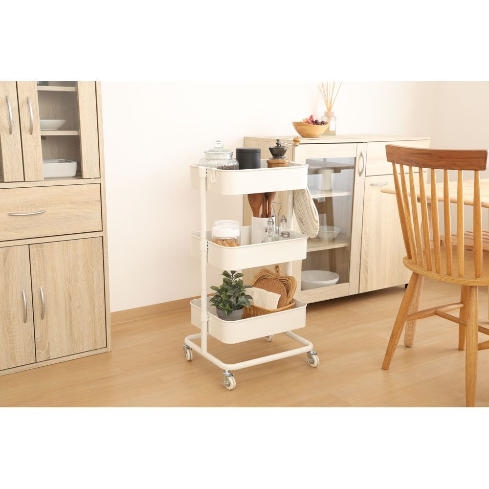不二貿易 高さが調整できるワゴン　マルシェ　オフホワイト【メーカー直送・代引不可】, ホワイト, 幅420mm&times;奥行360mm&times;高さ780mm