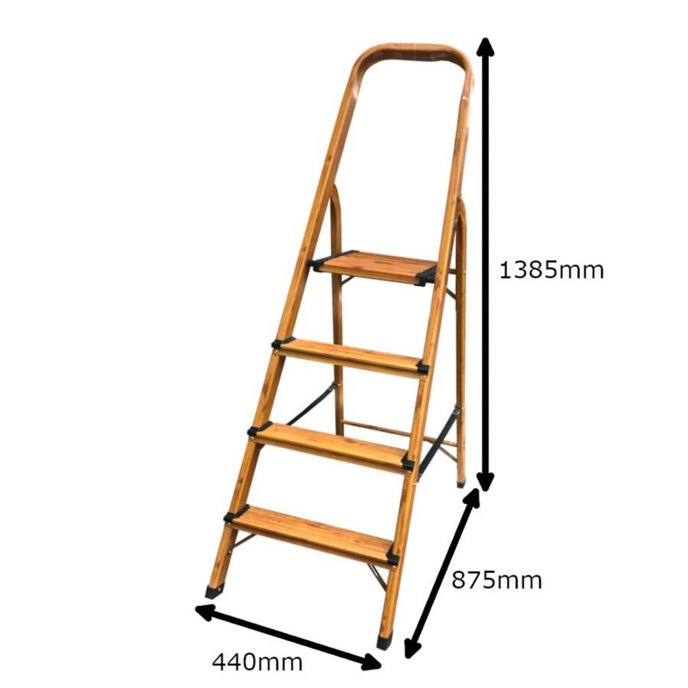 取っ手付アルミステップ木目, 木目（2段）, 2段