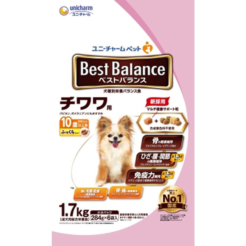 ユニチャーム　ベストバランスふっくらチワワ10歳1.7kg, チワワ10歳以上, 284g&times;6袋