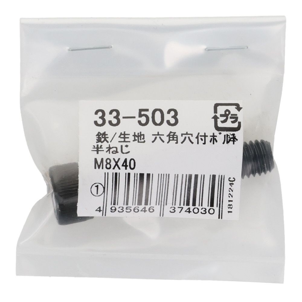 生地　六角穴付ボルト　Ｍ８&times;４０　１本入, 六角穴付ボルト, M8&times;40ｍm