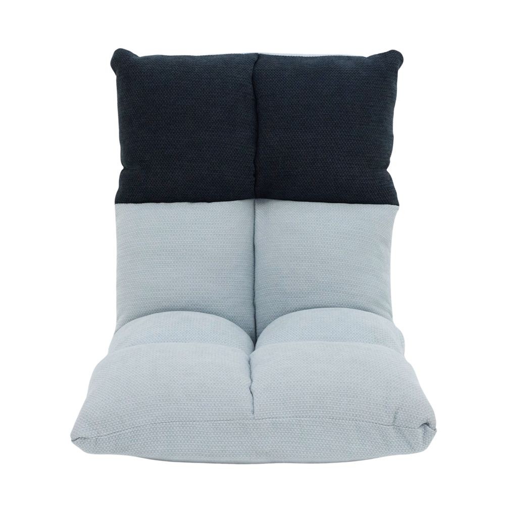 フラットになるもこもこ座椅子バイカラーＶＩＺ０８ＢＬ, ブルー, 幅500mm×奥行1070mm×厚さ135mm