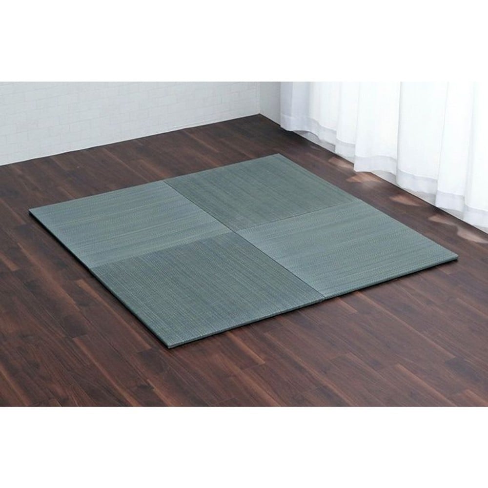 イケヒコ ユニット畳 シンプル 裏面滑り止め 約70&times;70&times;1.5cm 4枚組2色セット ネイビー／グレー【メーカー直送・代引不可】, ネイビー+グレー, 4枚組