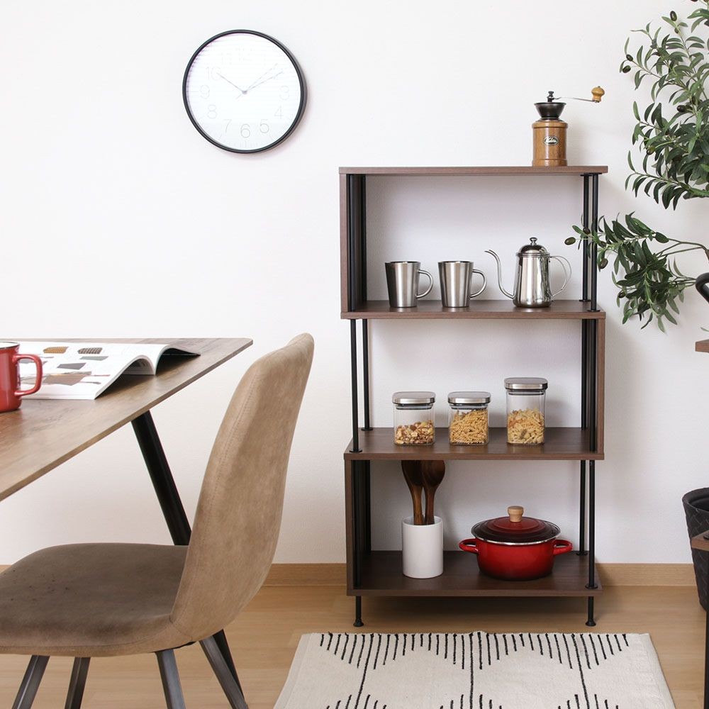 不二貿易 ＥＺＢＯツイストロックＳ型ディスプレイラック４段　ＭＢＲ【メーカー直送・代引不可】, ブラウン, 幅600mm×奥行300mm×高さ1070mm