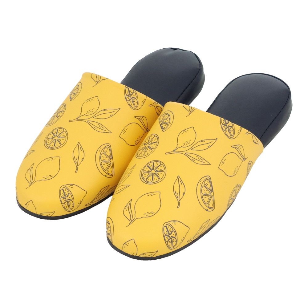 レモン柄　ビニールプラット, イエロー, Lサイズ