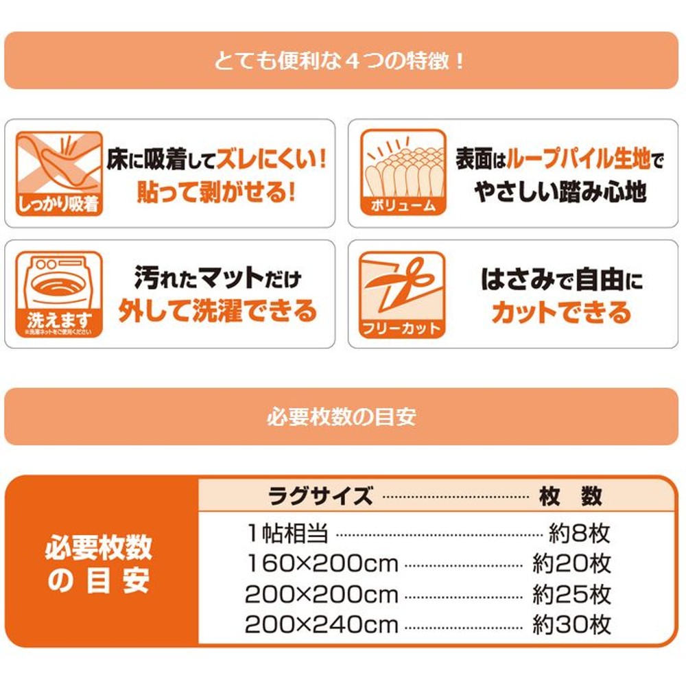 洗える吸着タイルマット　約40&times;40ｃｍ　無地ＢＥ（ベージュ）, ベージュ, 40&times;40cm