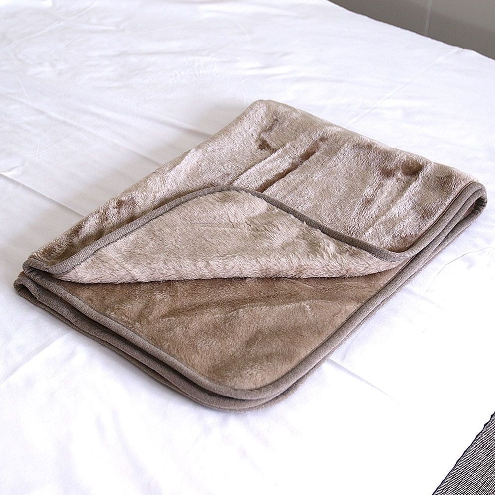 アクリルレーヨン混　ひざ掛け毛布　７０&times;１００ｃｍ　ベージュ, ベージュ, 70&times;100cm