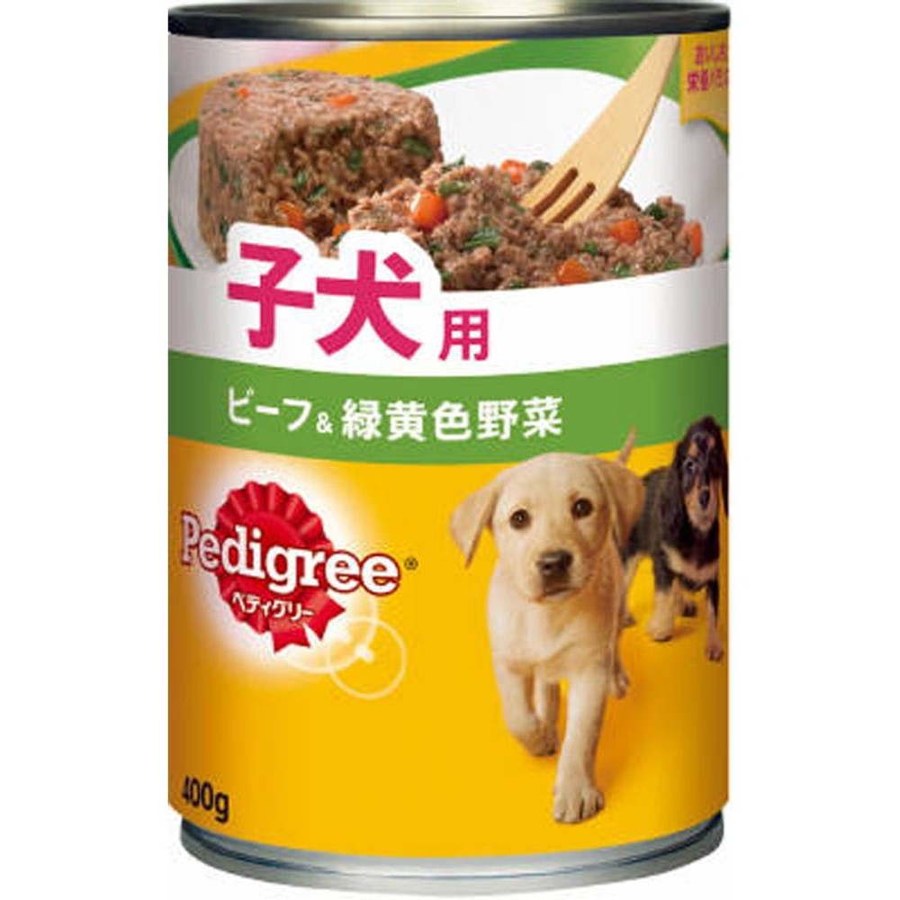ペディグリー缶 子犬用 ビーフ＆緑黄色野菜　400g, ビーフ＆緑黄色野菜, 400g