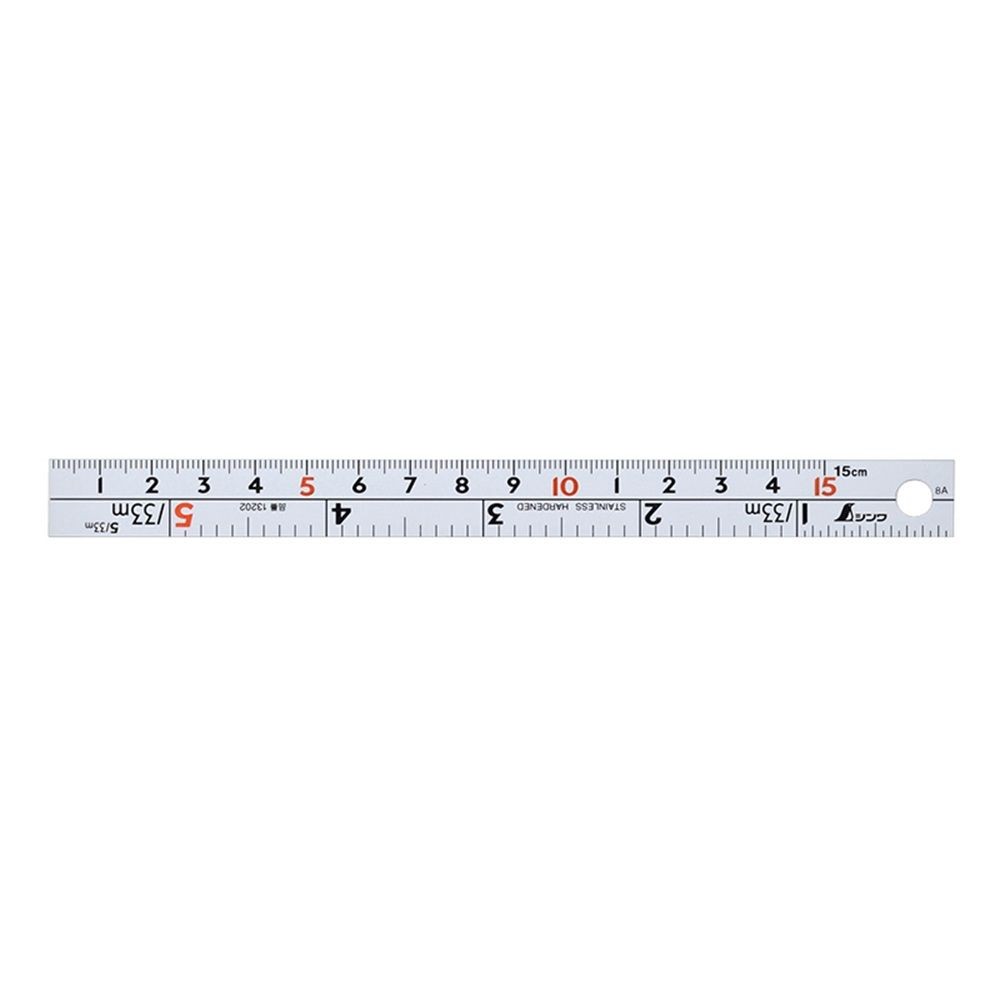 直尺 シルバー 15cm併用目盛 Ｗ左基点 cm表示赤数字入, シルバー, 15cm