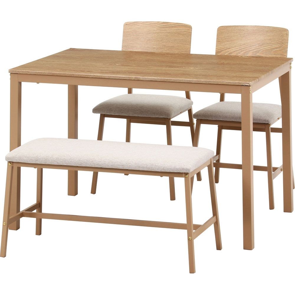 不二貿易 マリー　ダイニングセット４点　ベージュカラー【メーカー直送・代引不可】, ベージュ, 幅1100mm&times;奥行700mm&times;高さ720mm