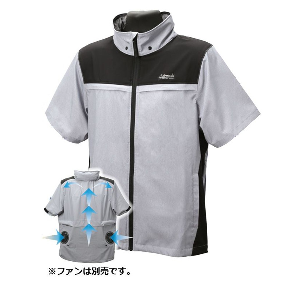 破れにくい生地を使った空調ウェア　半袖　グレー, グレー（5L), Sサイズ
