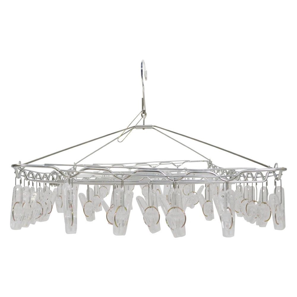 WIZ'A ウィザ 丈夫なポリカピンチ付ステンレスハンガー５０ピンチ, ステンレス, 50P