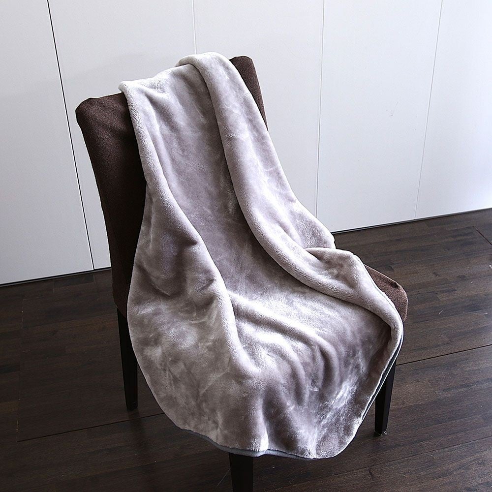 アクリルレーヨン混　ひざ掛け毛布　７０&times;１００ｃｍ　グレー, グレー, 70&times;100cm