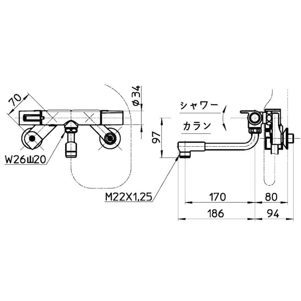 SANEI サーモシャワー混合栓 SK1811DC, シルバー, SK1811DC