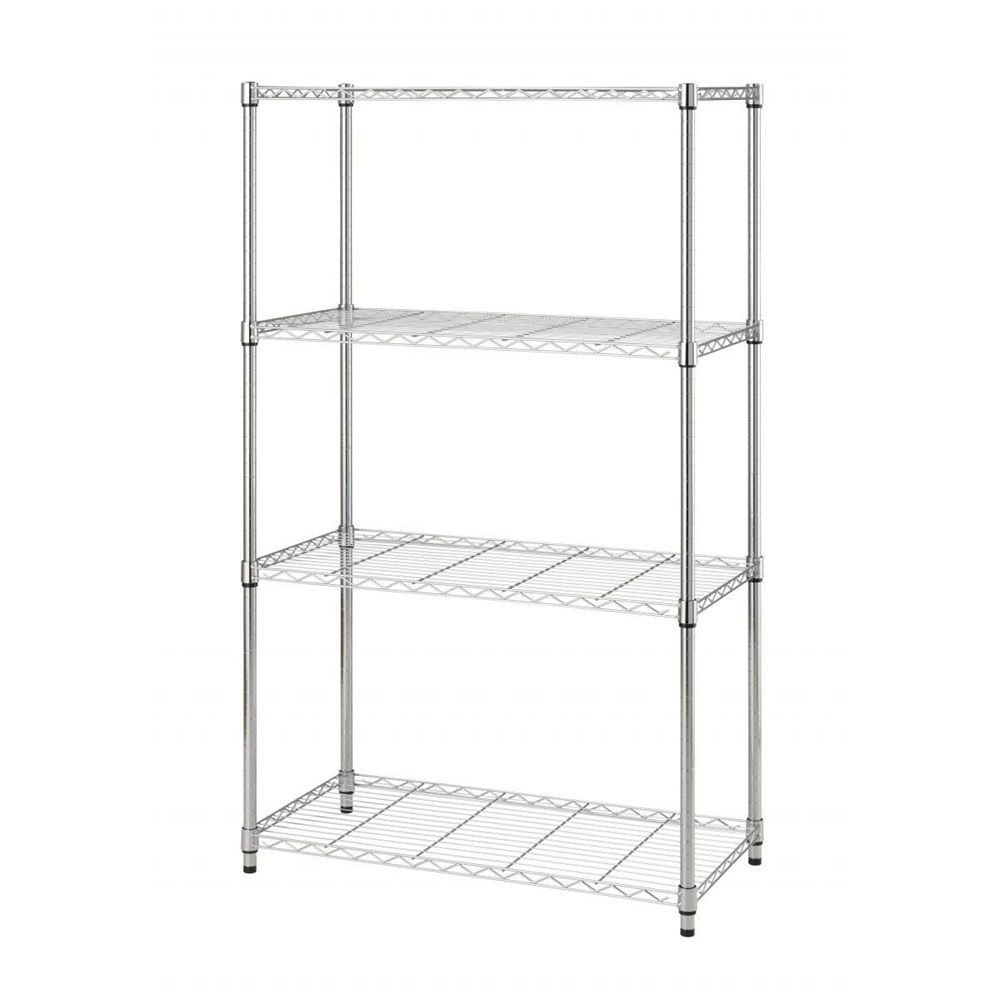 【数量限定】ドウシシャ システムワイヤーラック4段90Ｗ SW25-90154 幅91.5cm&times;奥行46cm&times;高さ151cm）, シルバー, 幅915mm&times;奥行460mm&times;高さ1510mm