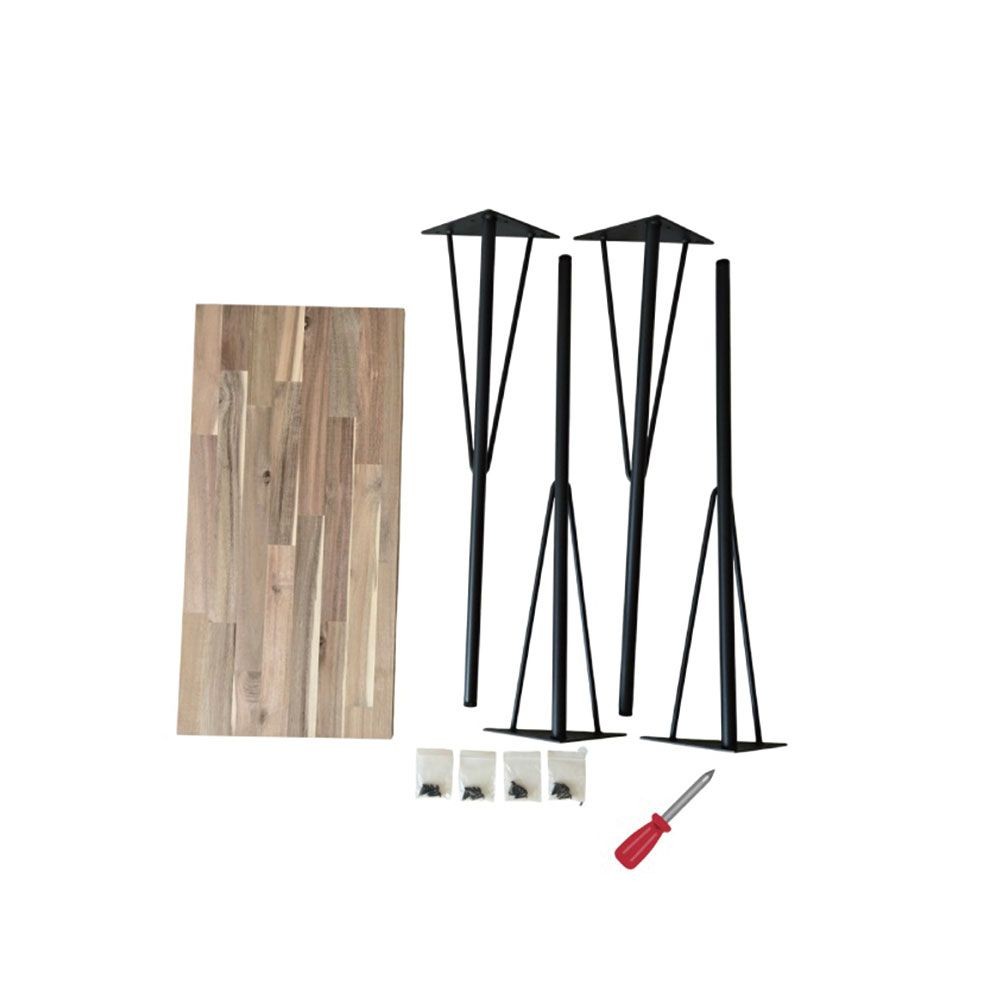 アカシア集成材スチール脚付　テーブル組立キット　板サイズ600×300×18mm　脚サイズ690mm, アカシア(600×300), 690mm脚