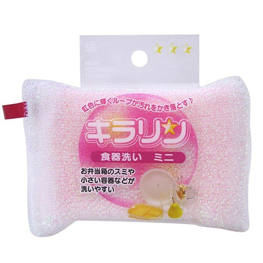 ループネットクリーナ　キラリン食器洗いミニ, ピンク, 約90&times;115&times;30mm