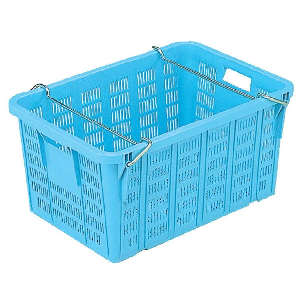 サンコー サンテナー A#80-2 ハンドル付 ライトブルー 107601-01 &times;6個セット【メーカー直送・代引不可】【法人限定】, ライトブルー, 6P