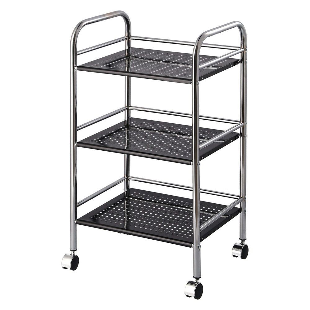 不二貿易 マルチワゴン3段【メーカー直送・代引不可】, ブラック, 3段