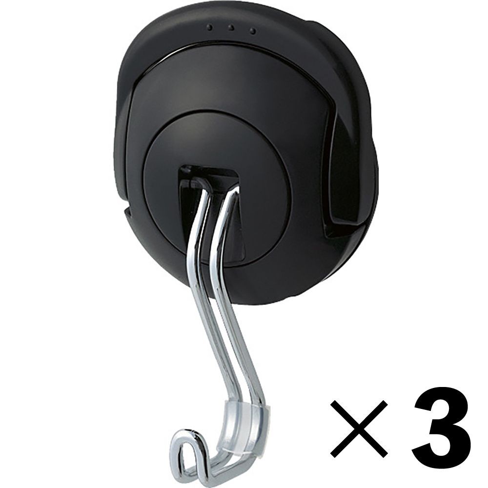 【3個セット】コクヨ 超強力マグネットフック タフピタ 耐荷重5kg 黒フク-225D【メーカー直送・代引不可】, ブラック, 小