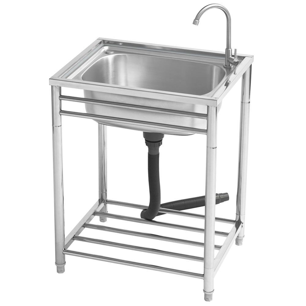おそとキッチン ステンレス流し台  蛇口付【メーカー直送・代引不可】, ステンレス, 55cm幅
