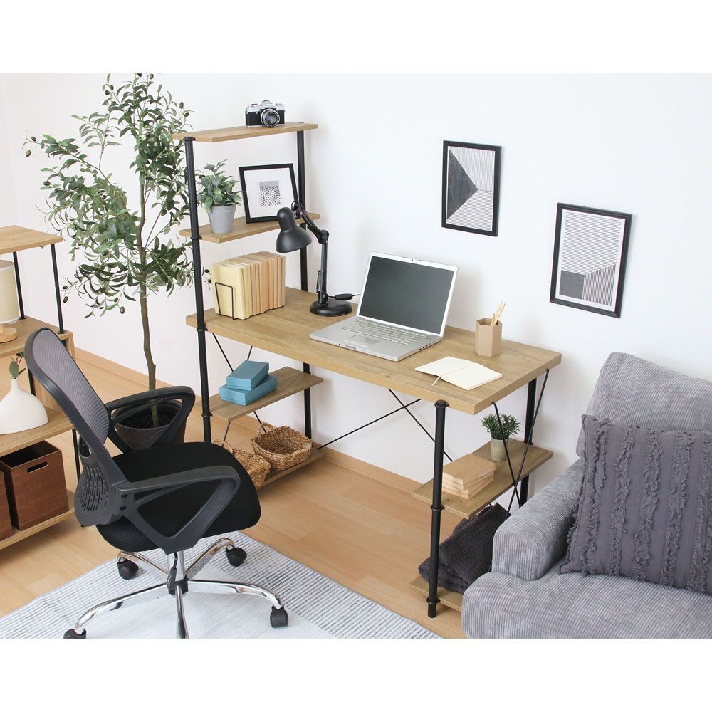 不二貿易 ＥＺＢＯワイヤーロック片袖デスク　ＯＡＫ　ＮＡ【メーカー直送・代引不可】, ナチュラル, 幅1220mm&times;奥行565mm&times;高さ1370mm