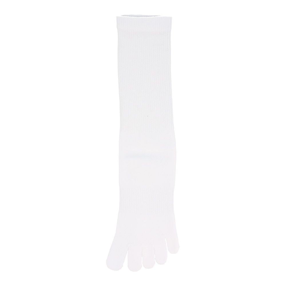 WIZ'A ウィザ 純綿ソックス　５本指　５足組　白　25-27cm　ミドル丈, 白, 25〜27cm
