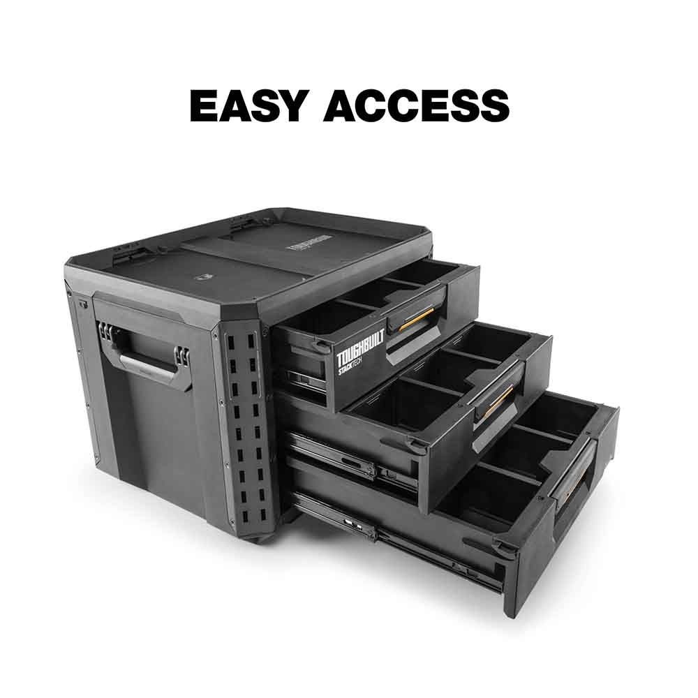 【数量限定】TOUGHBUILT（タフビルト）STACK TECH(スタックテック) 　3段ドロワーツールボックス, ブラック, TB-B1-D-70-3