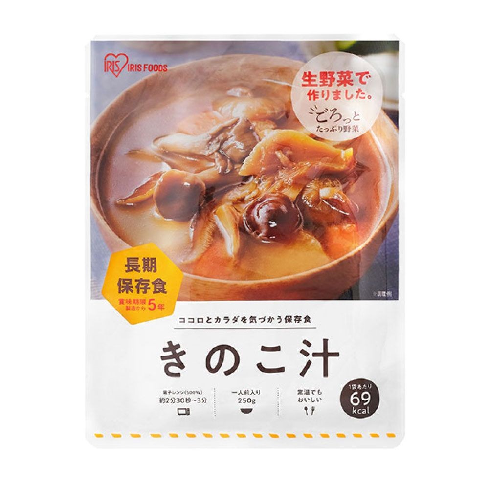 災対食　レトルトパウチ　きのこ汁　250g, きのこ汁, 250g