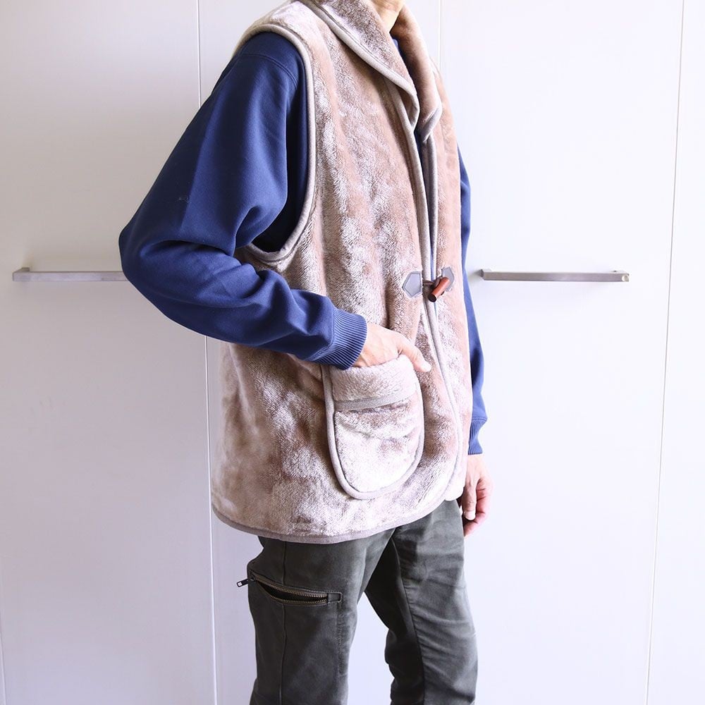 アクリルレーヨン混　ポンチョ　身幅６０&times;身丈７５ｃｍ　ベージュ, ベージュ, 身丈75cm