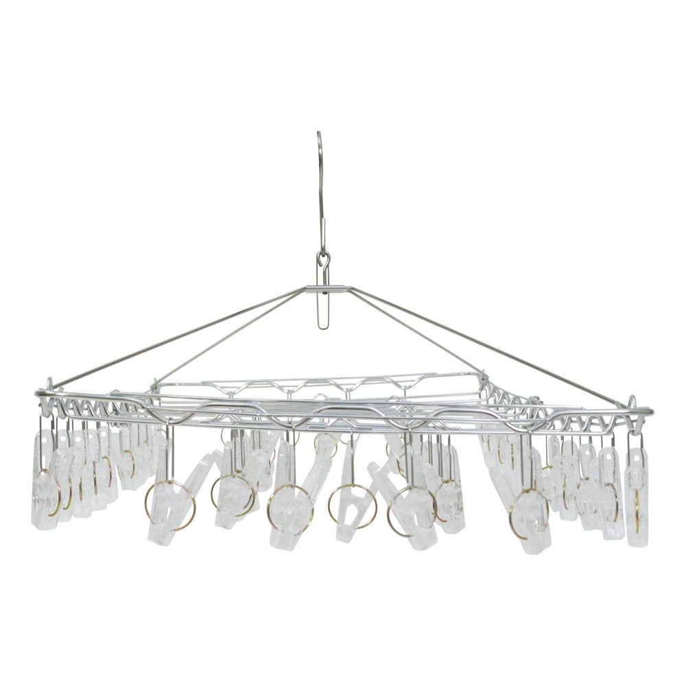 WIZ'A ウィザ 丈夫なポリカピンチ付ステンレスハンガー４２ピンチ, ステンレス, 42P