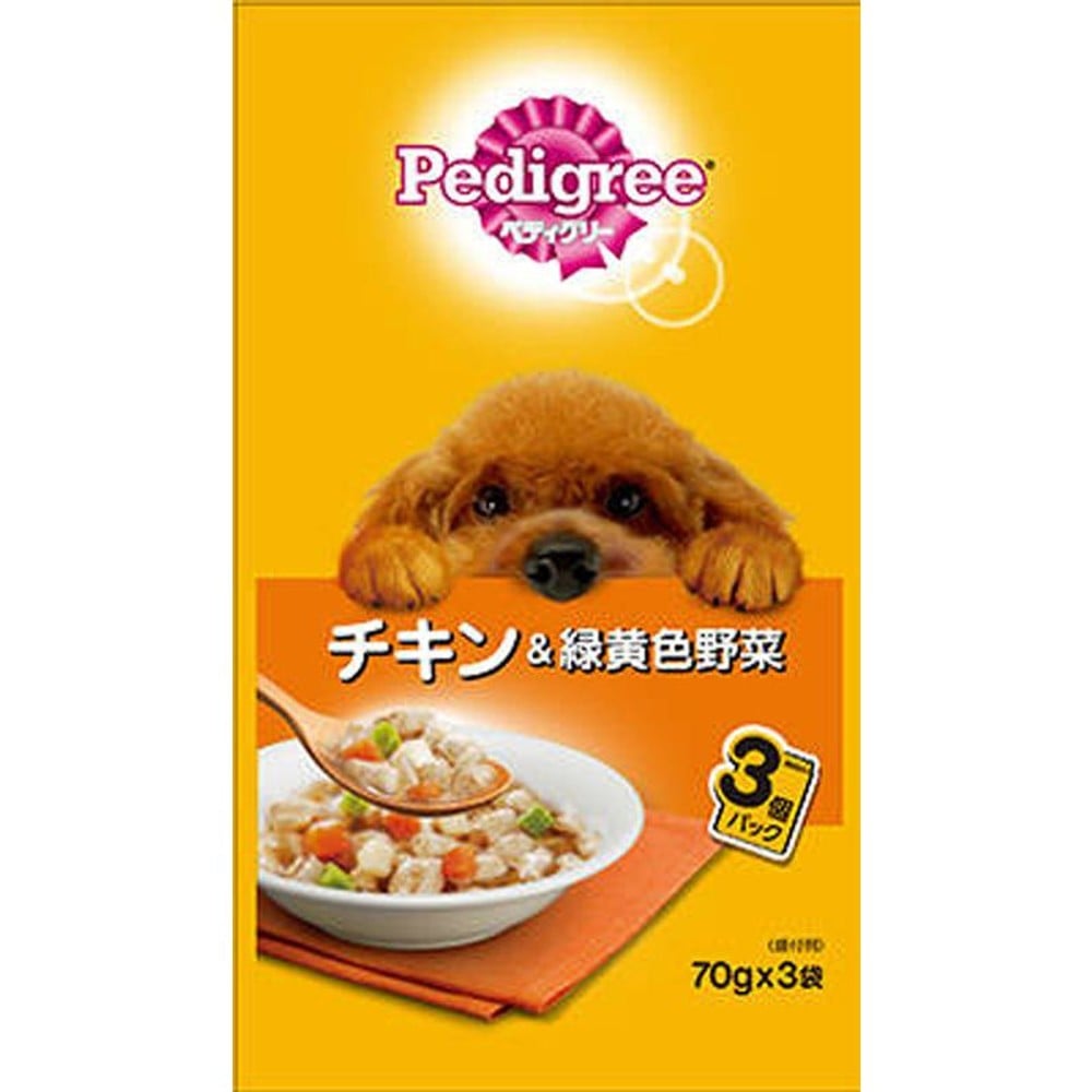 ペディグリー3Ｐ　成犬用旨みチキン＆野菜, チキン＆野菜, 3個パック