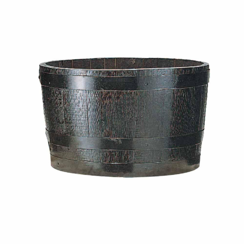 ウイスキー樽プランター　GB-6438　椀型60　ブラック　【メーカー直送・代引不可】【北海道・沖縄・離島除く】, ブラック, 椀型60